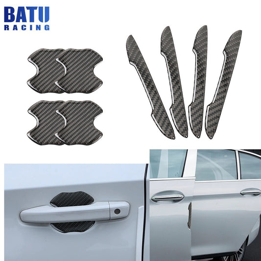 Car Door Handle Bowl Protective Film Carbon Fiber Sticker Strips Anti-Scratch X8