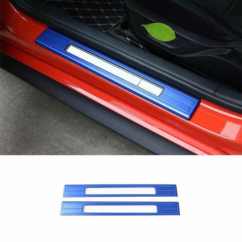 for Ford for Mustang 2015-2022 Blue Outer Door Sill Scuff Plate Cover Protector 2PCS