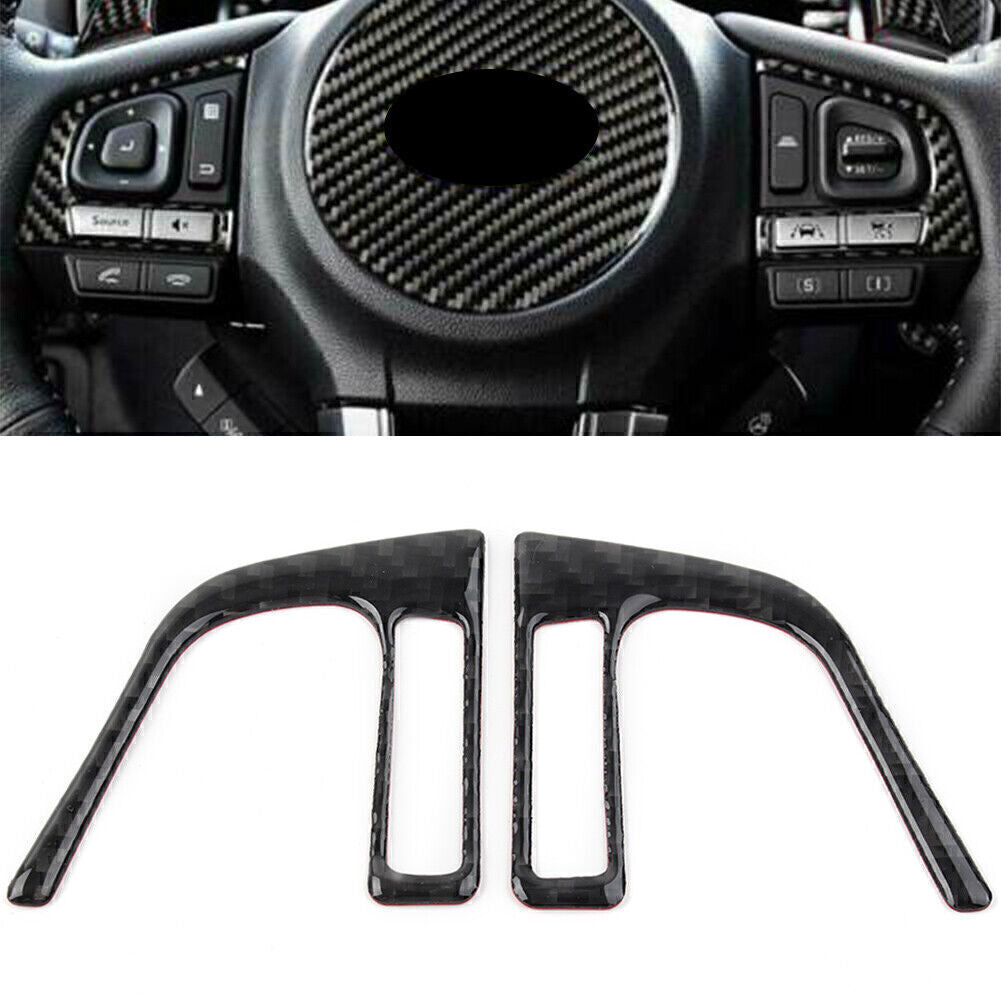 Carbon Fiber Steering Wheel Button Trim Cover Fit for Subaru Forester 2013-2018