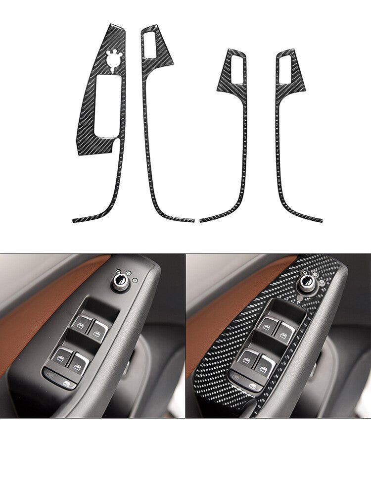 4X Carbon Fiber Window Regulator Knob Trim for Audi Q5 2009-2017
