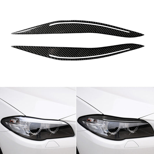 Carbon Fiber Headlight Eyebrow Cover Trim Sticker for BMW 5 Series F10 2014-2016