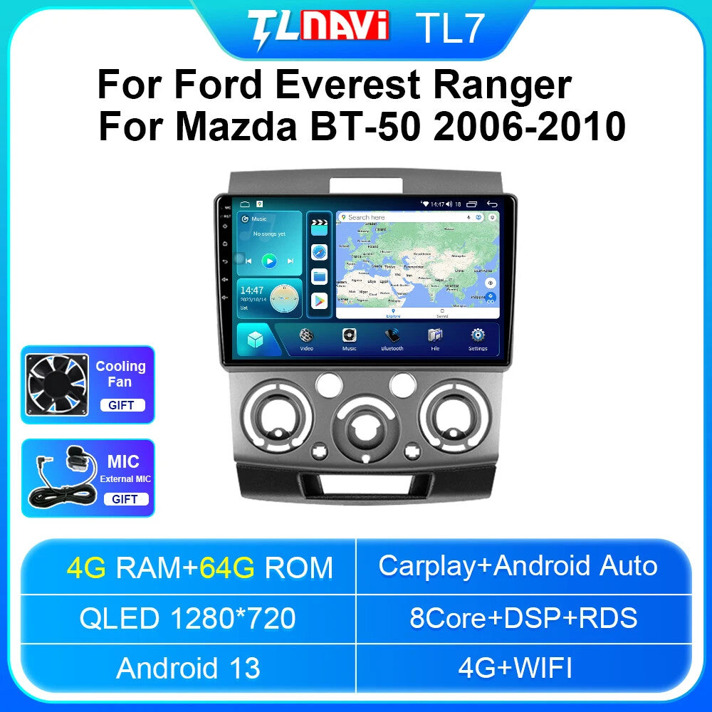for Ford Everest/Ranger for Mazda BT50 Car Radio CarPlay GPS Multimedia Player