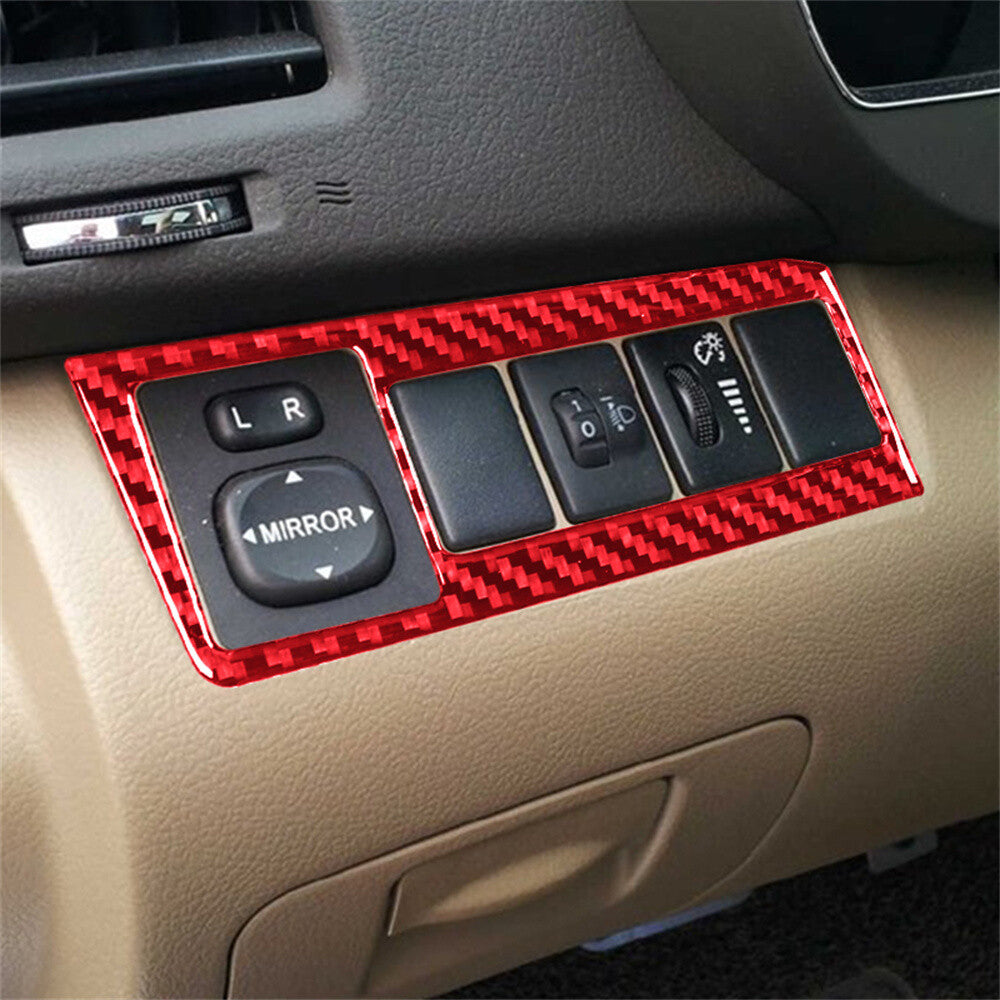 For T@yota Highlander 08-13 Red Carbon Rearview Mirror Adjust Switch Button Trim