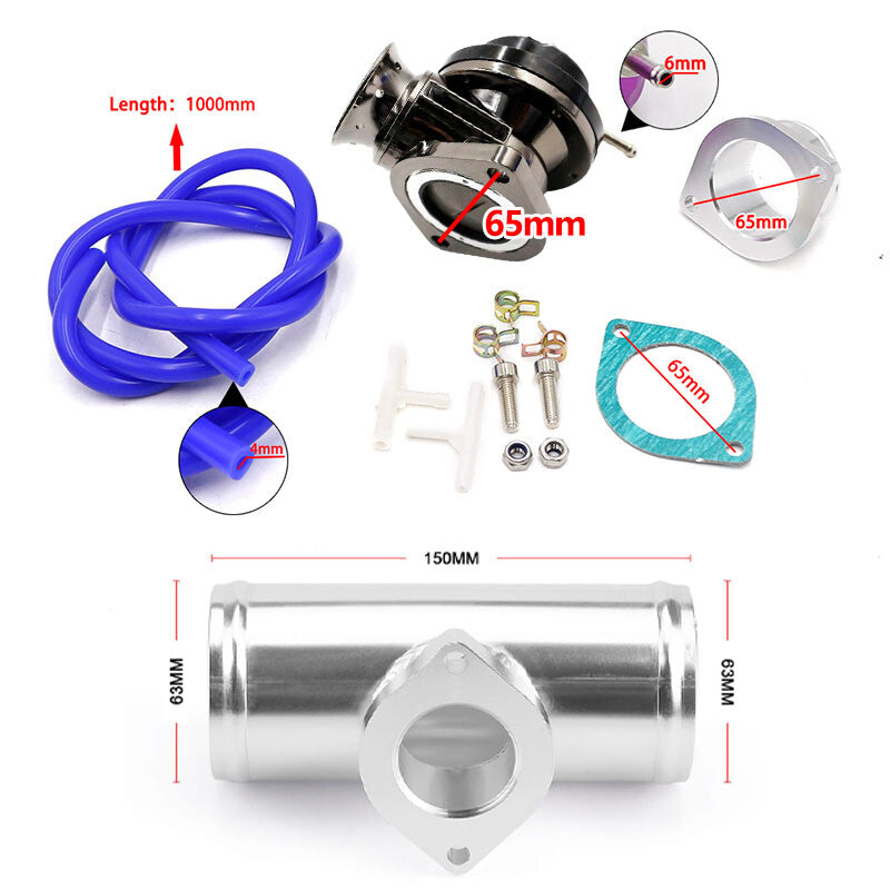 Billet Aluminum Type-RS Turbo Blow Off Valve Bov + 2.5 Flange Tube Pipe Black