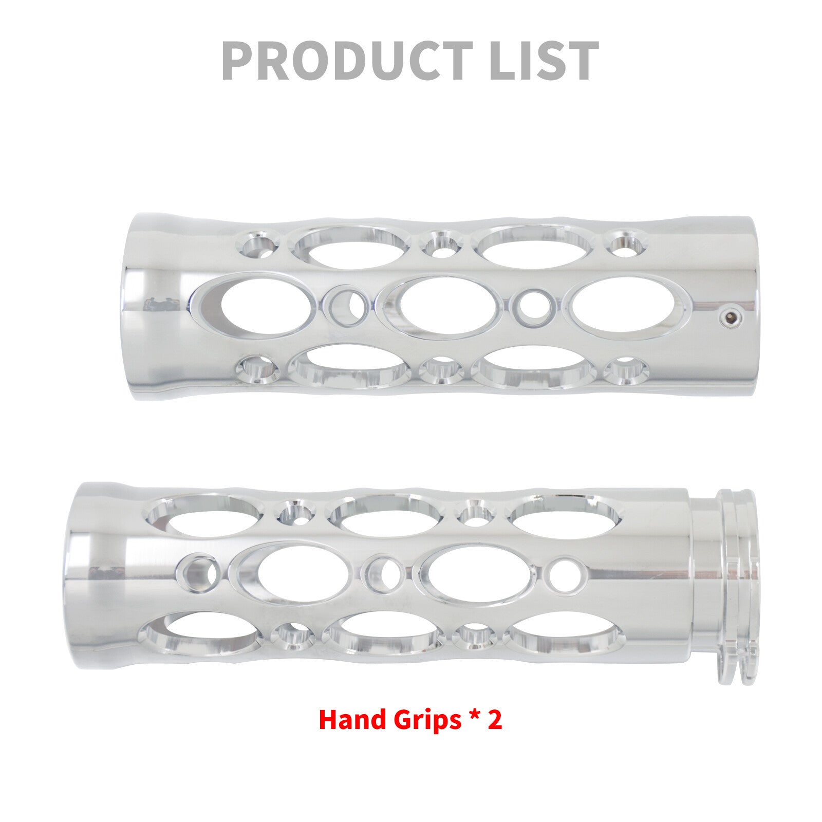 Chrome Hollow 1 25mm Handlebar Hand Grips for Harley Touring Softail Sportster