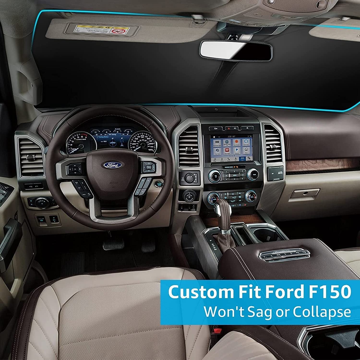 Fits 2015-2020 for Ford F150 Truck Front Windshield Sun Shade UV Block Cover Visor