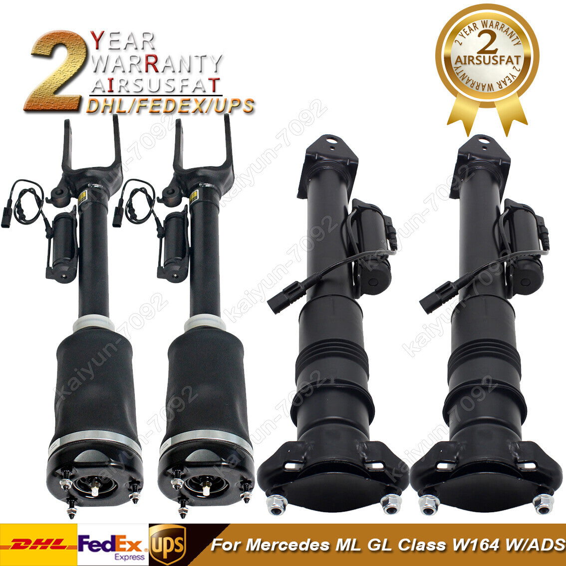 4 Pcs Front Rear Air Suspension Struts W/ADS for Mercedes ML GL W164 1643206013