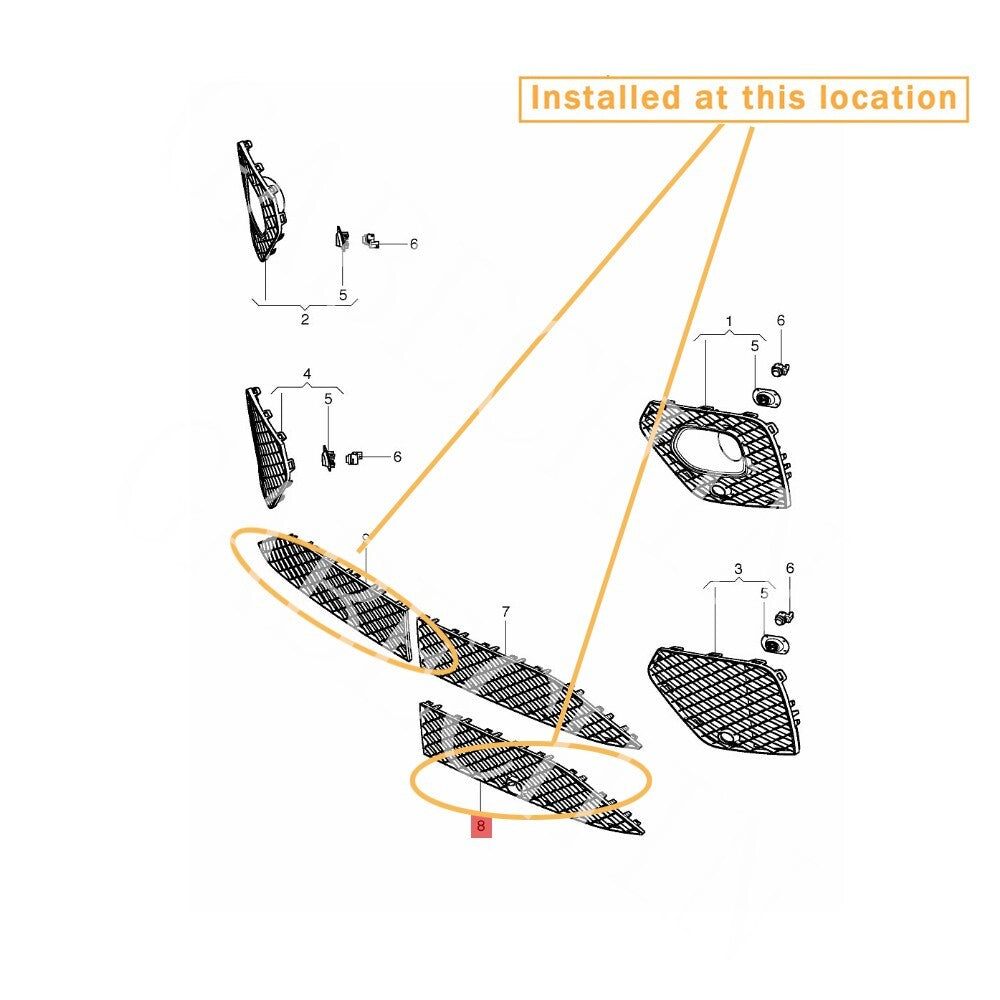 Suitable for 2021 for Bentley for Bentayga lower bumper air rail BBQ grill ACC kit. Equipment Manufacturer: 36A807675L/76