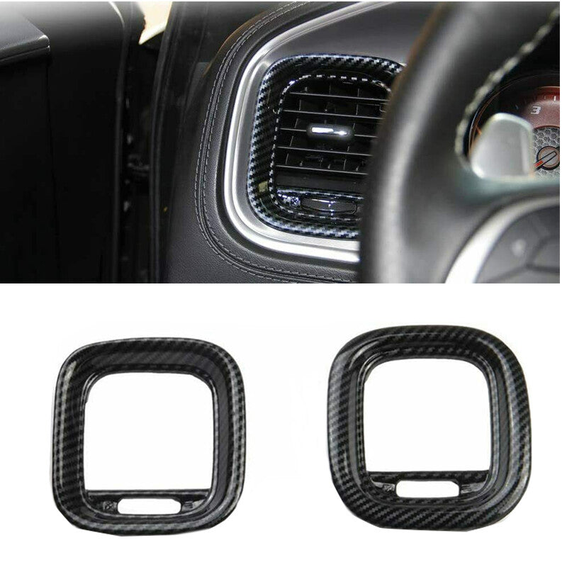 for Dodge Charger 2016-2021 2pc ABS Carbon Fiber Air Vent Cover AC Outlet Trim