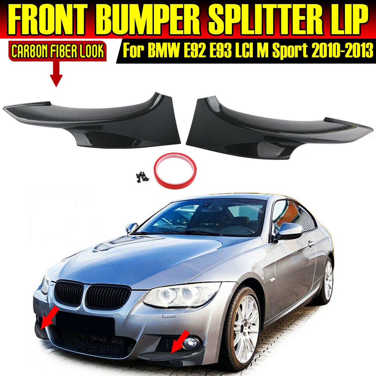 Carbon fiber exterior front bumper splitter and boiler lip suitable for BMW E92 E93 M-Sport LCI