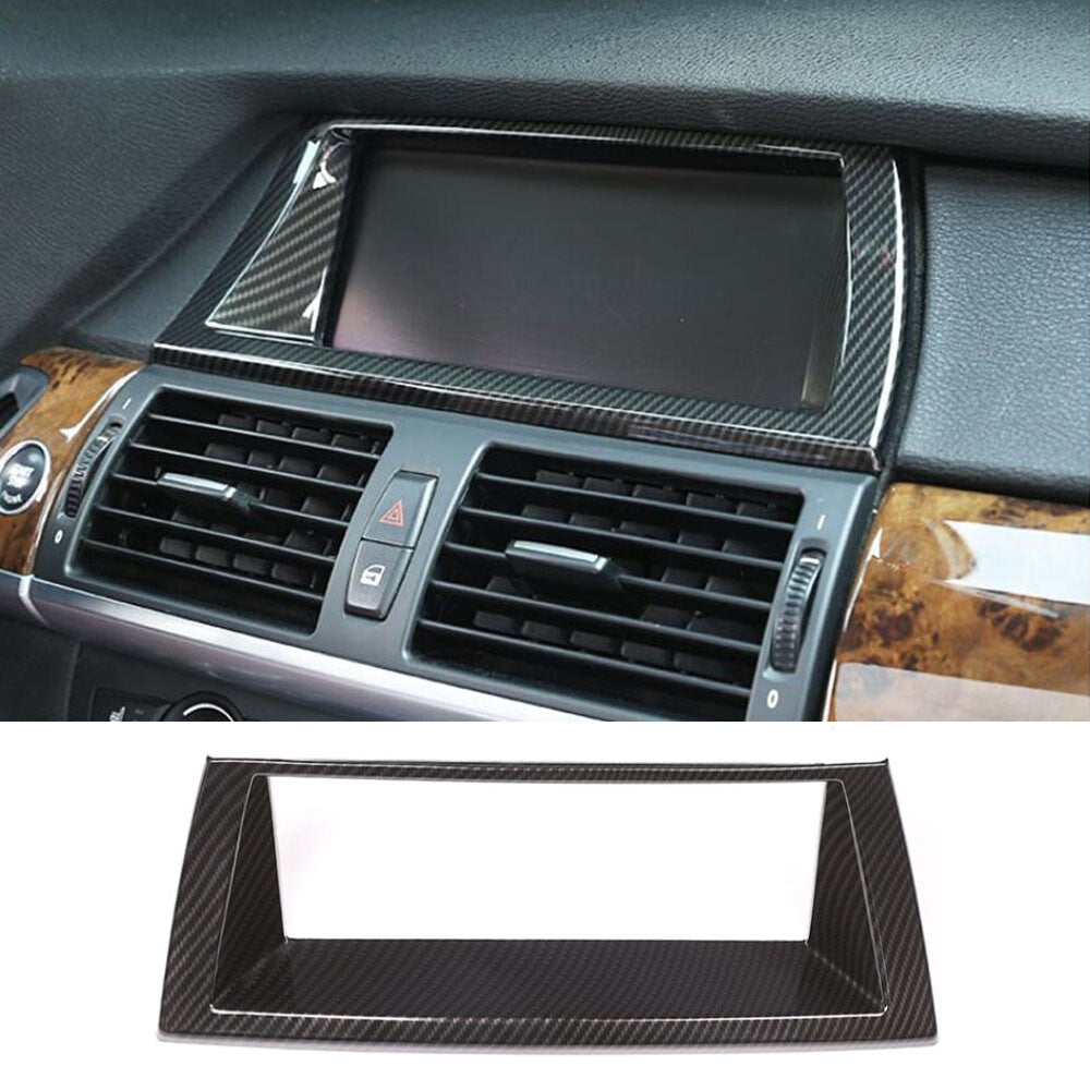 Carbon Fiber ABS GPS Navigation Panel Cover Trim for BMW X5 E70 X6 E71 2008-2013