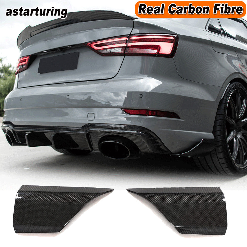 Fit for Audi RS3 Sedan 2017-21 REAL CARBON FIBER Rear Bumper Splitters Lip Fins