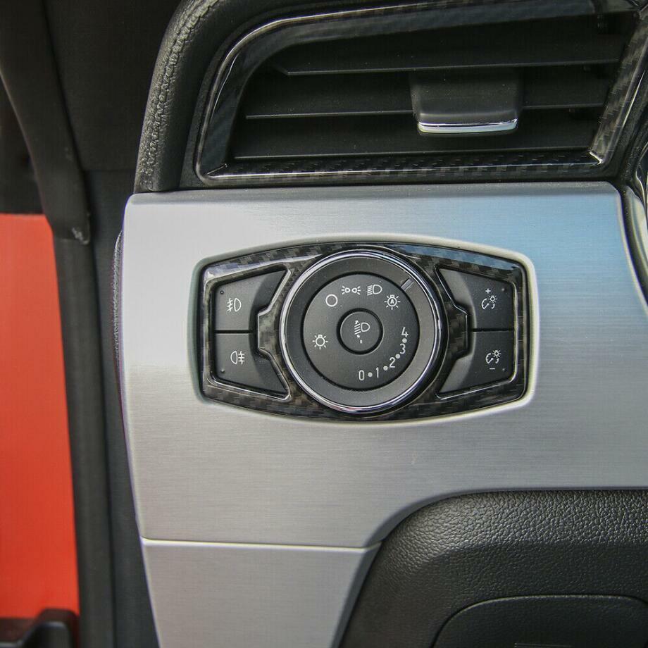 for ford  Escape Kuga 2013-2019 Carbon Fiber Head Light Switch Button Cover Trim