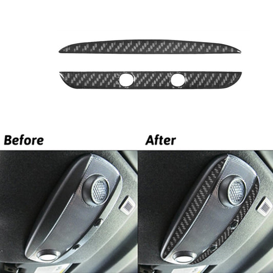 2Pcs Carbon Fiber Inner Rear Overhead Light Cover Trim for Ford Fiesta 2011-2015