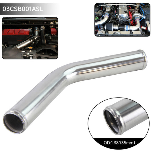 35mm 1.38 inch Aluminum Intercooler Intake Pipe Piping Tube Hose 45 Degree