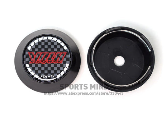 4x65mm Volk Racing Black Carbon Wheel Center Hub Cap Rim Cap Decal Logo TE37