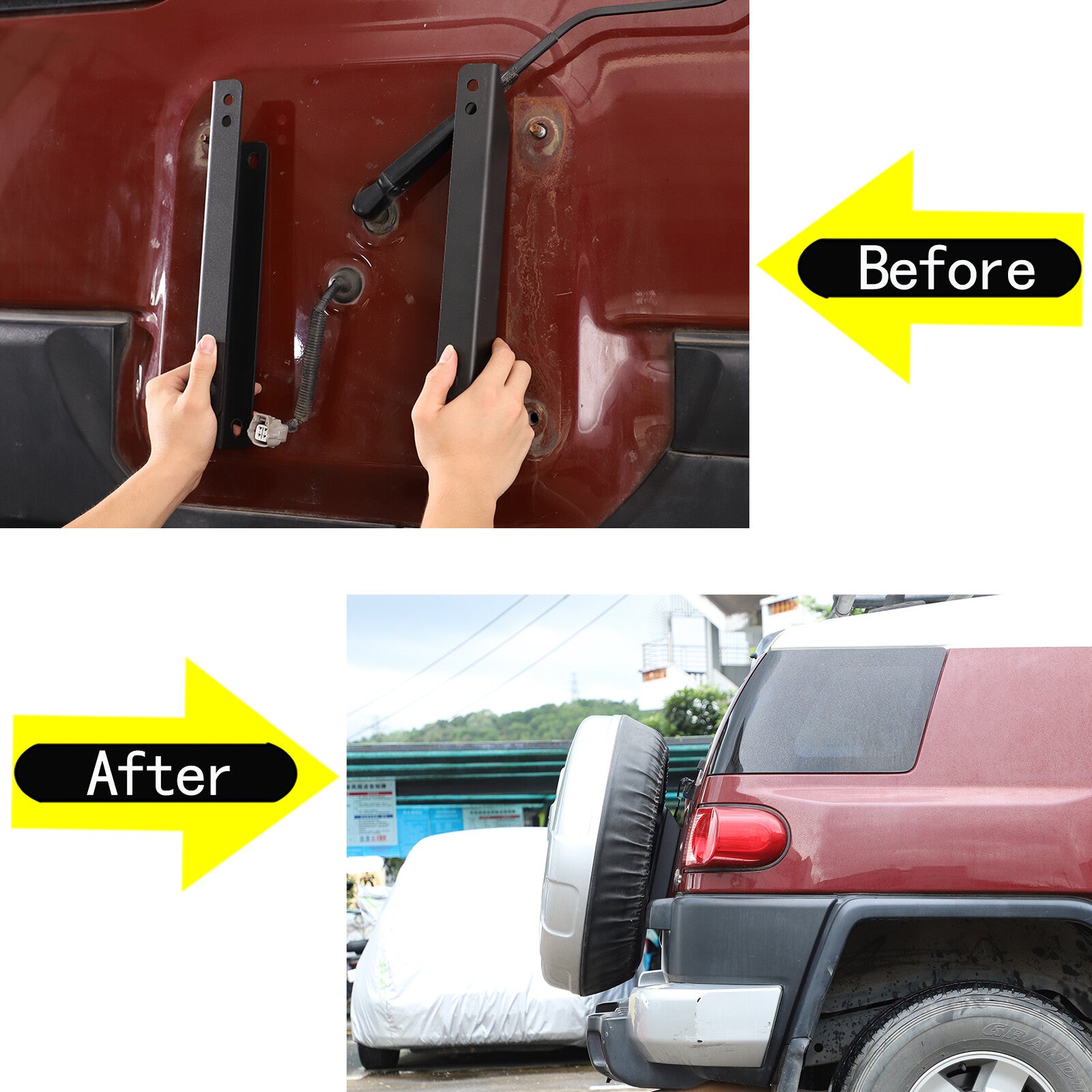 Carbon steel spare tire carrier transfer tilt rear for seat suitable for Toyota FJ Cruiser