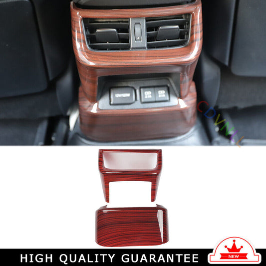 Rear Air Outlet Vent Frame Trim Interior 2PCS Fit for Lexus for ES 2015-17 Red Wood