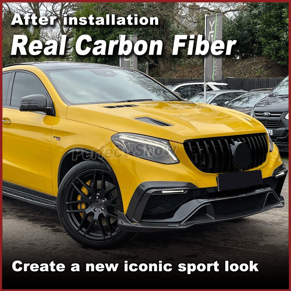 REAL CARBON Front Bumper Lip Spoiler for Mercedes-Benz GLE W166 GLE63 15-19