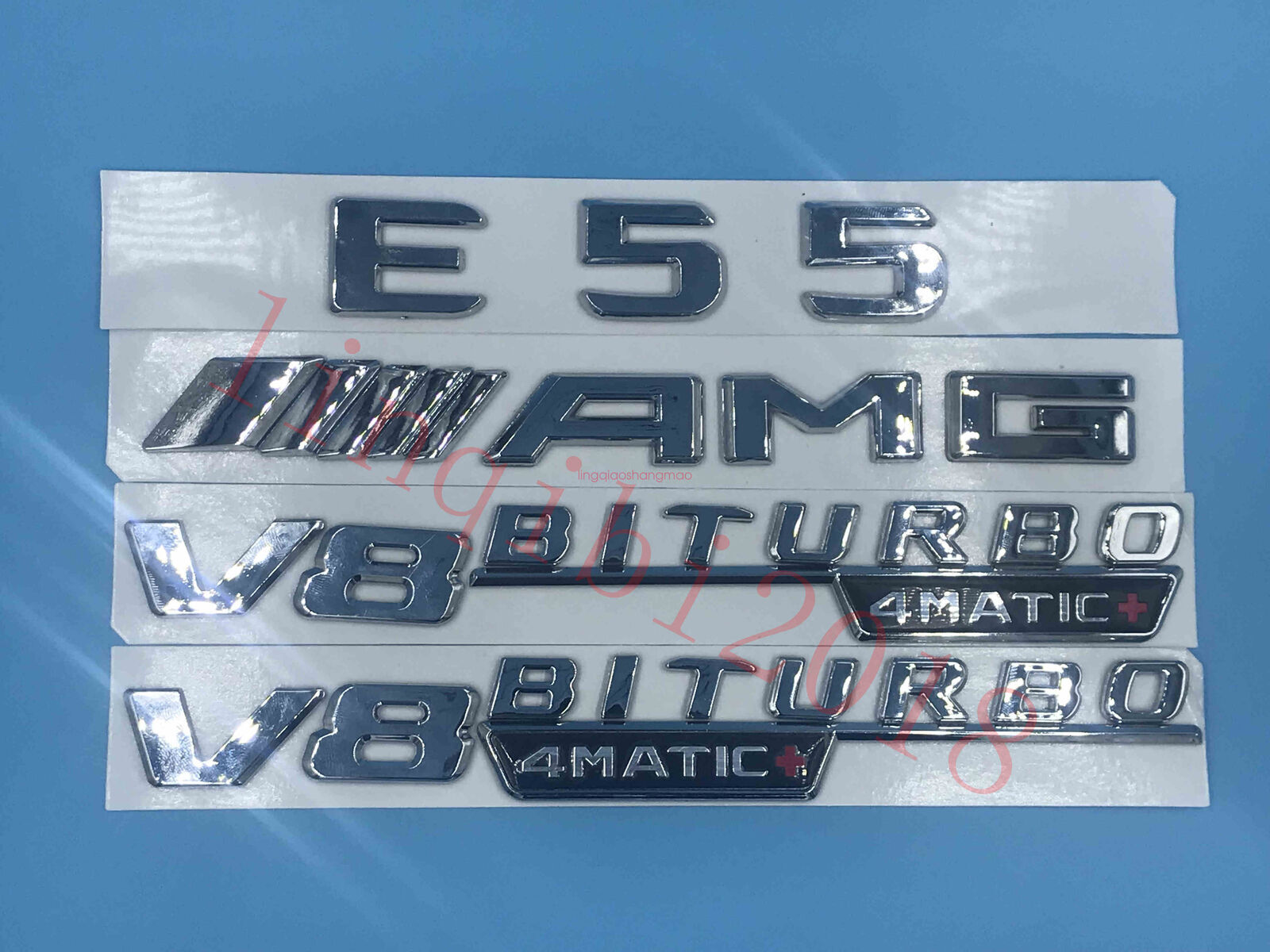 Flat  E55 AMG V8 BITURBO  Letters Trunk Embl Badge Sticker for AMG