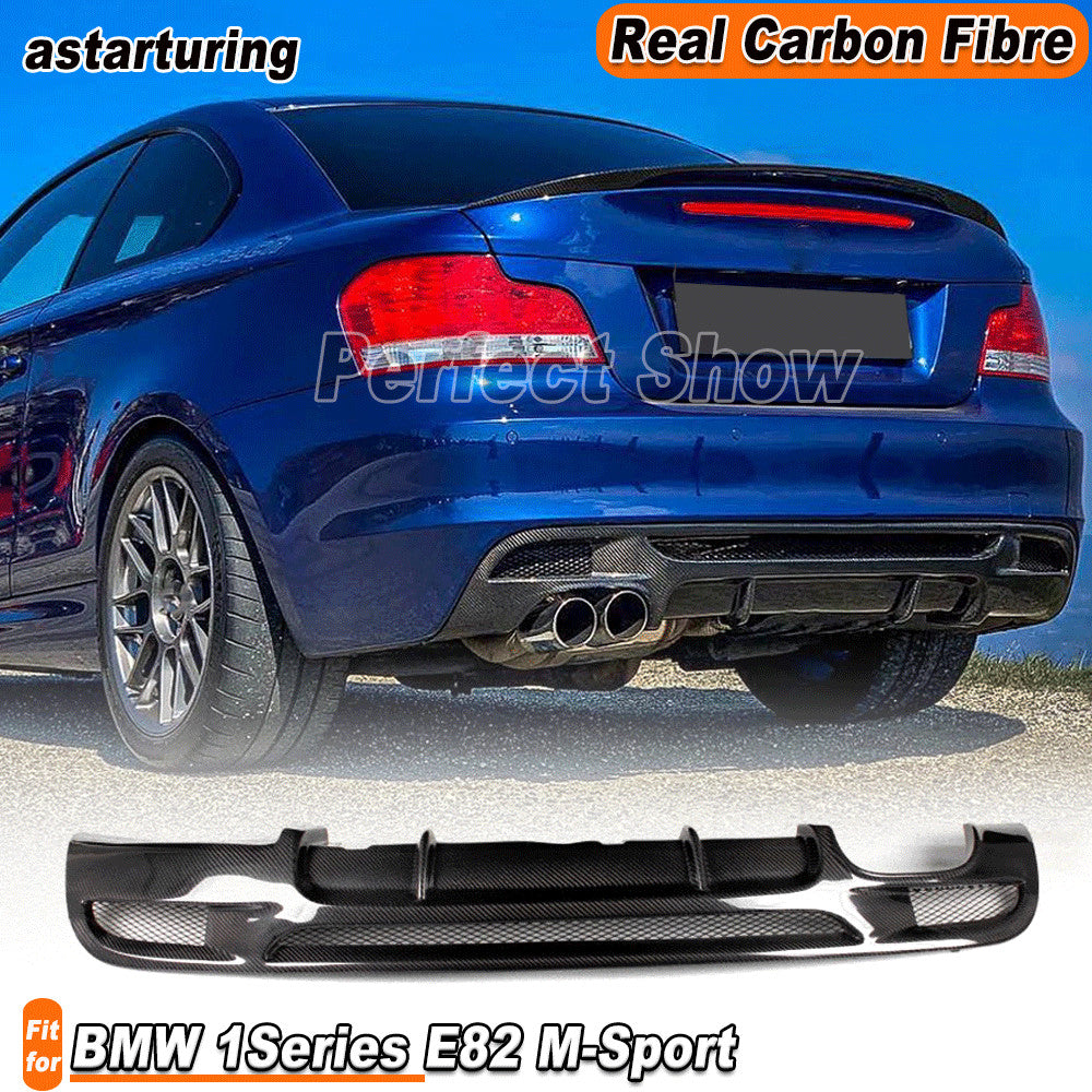 REAL Carbon Rear Bumper Diffuser Single Exhuast for BMW 1Series E82 M-Sport