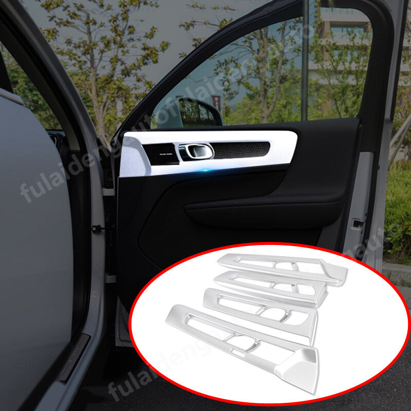 for Volvo XC40 2018-2024 Silver Interior Door Handle Bowl Panel Cover decor Trim