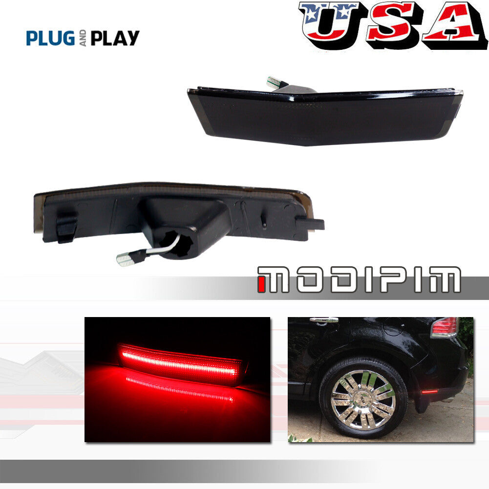 Two smoked lenses with red LED rear marker lights for 2007-2010 for Lincoln MKX.