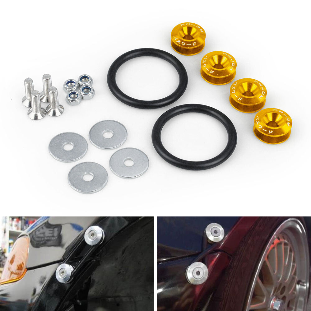 Gold JDM Quick Release Fasteners Car Bumpers Trunk Fender Hatch Lids Kit