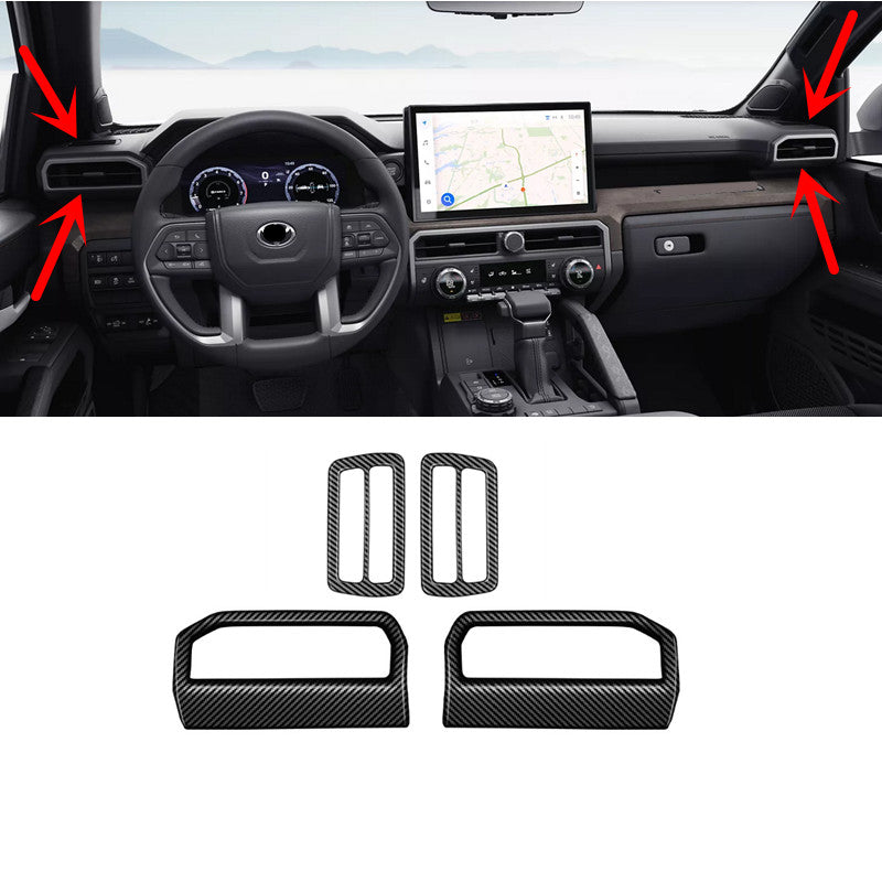 Car dashboard vent cover trim carbon fiber 4X for Toyota Tacoma 2024