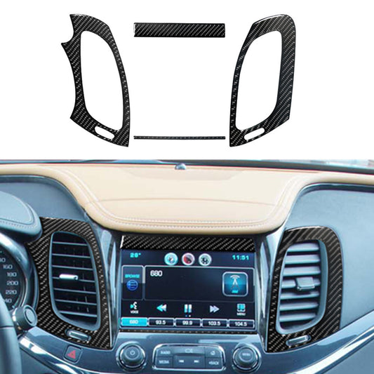 Left & Right Vents+Navigation Trim Strip Carbon Fiber for Chevy Impala 2014-2020