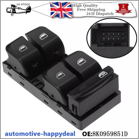 MASTER WINDOW CONTROL SWITCH BUTTONS DRIVER SIDE for AUDI A4 B8 A5 Q5 8K0959851D