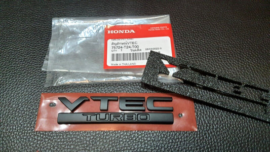 VTEC TURBO MATT BLACK LOGO EMBLEM BADGE FOR REAR for HONDA CIVICFC FK FE 2015-ON FIT