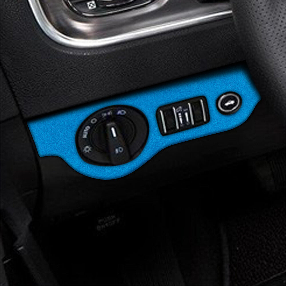for Dodge for Challenger 2015+ Charger 2010+ Headlight Switch Panel Cover Suede Blue