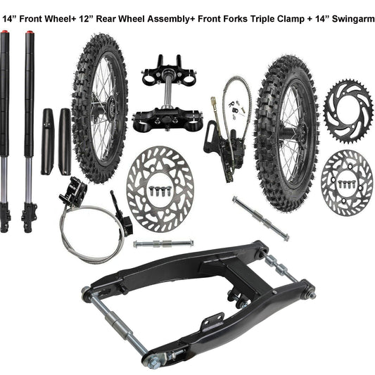 14-inch/12-inch wheel kit 60/100-14 80/100-12 front fork swingarm KLX110 CRF50 CRF110