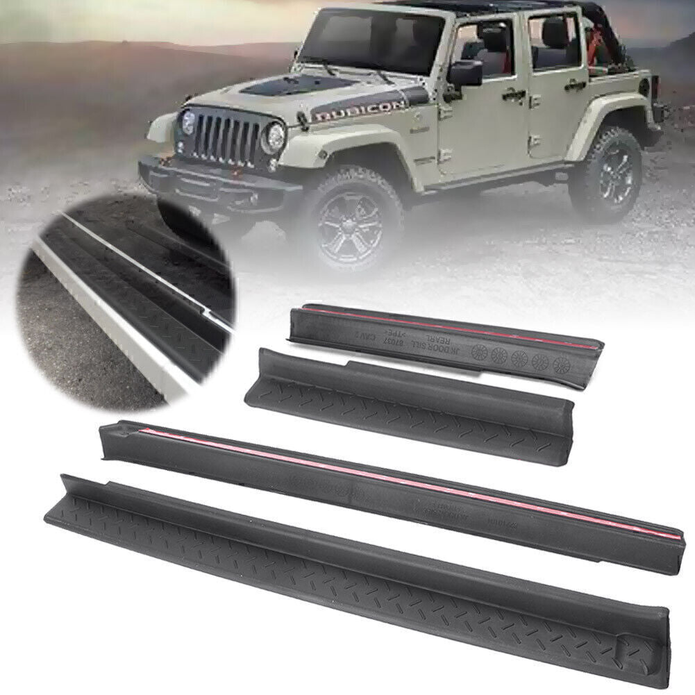 4X Door Sill Plate Entry Guards Protector Trim For 2007-17 for Jeep for Wrangler 4 door