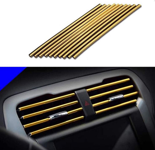 10-piece car air conditioning socket decorative molding trim strip in gold for Chevrolet
