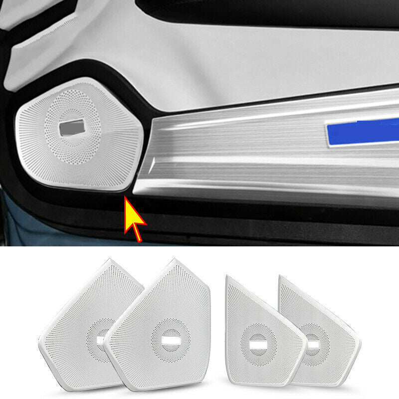 for Cadillac XT5 2016-21 Silver Steel Interior Door Speaker Cover Decor Trim 4Pc