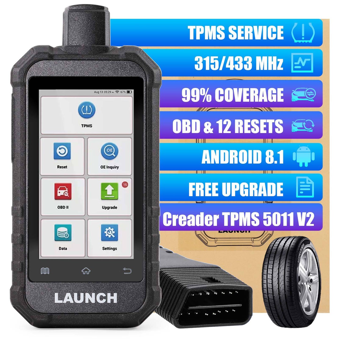 LAUNCH Creader TPMS 5011 V2 TPMS Activation  Diagnostic Tool learning  Progarm