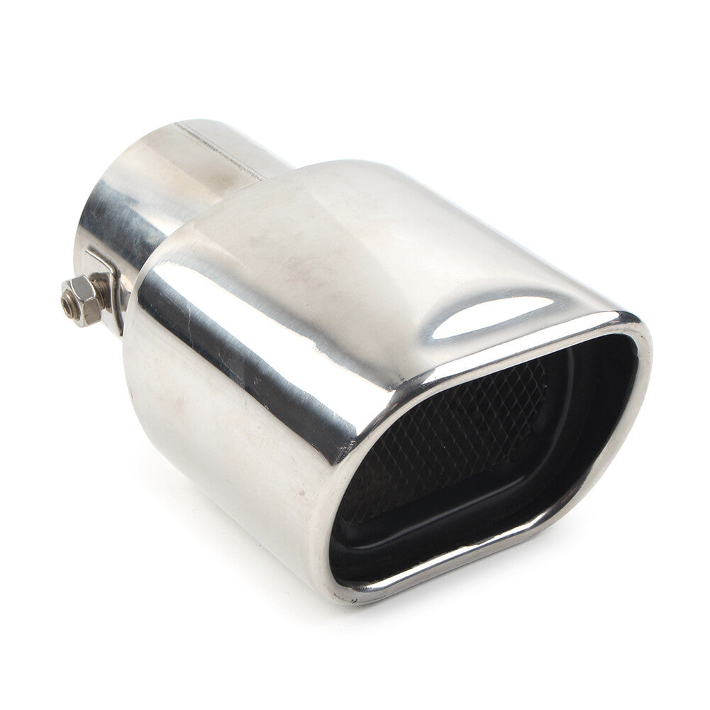 Silver Stainless Steel Rear Exhaust Pipe Tail Muffler Tip Square Accessories