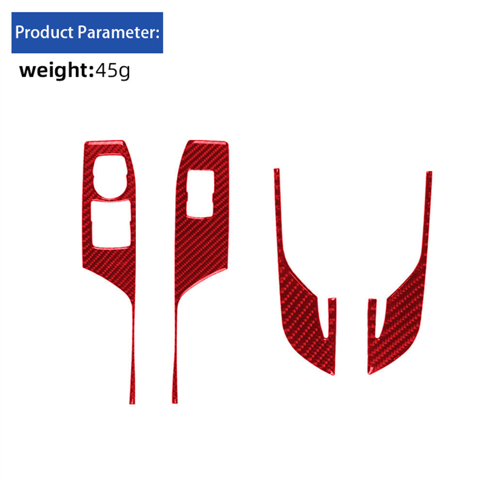 4¡ÁRed Carbon Fiber Window Lift Switch Panel Trim for Chevy Camaro 2016-23 A-type