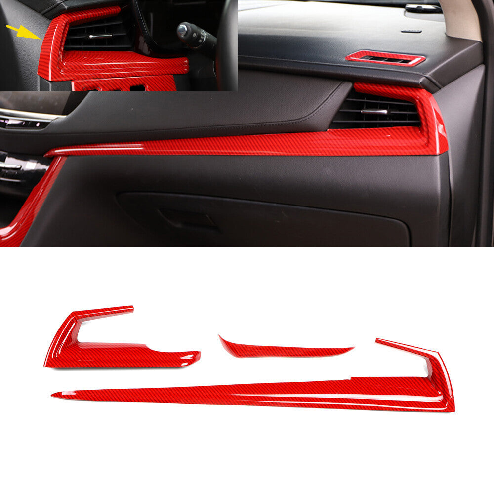 for Cadillac XT5 17-24 Red Carbon Fiber Inner Central Console Strip Cover Trims