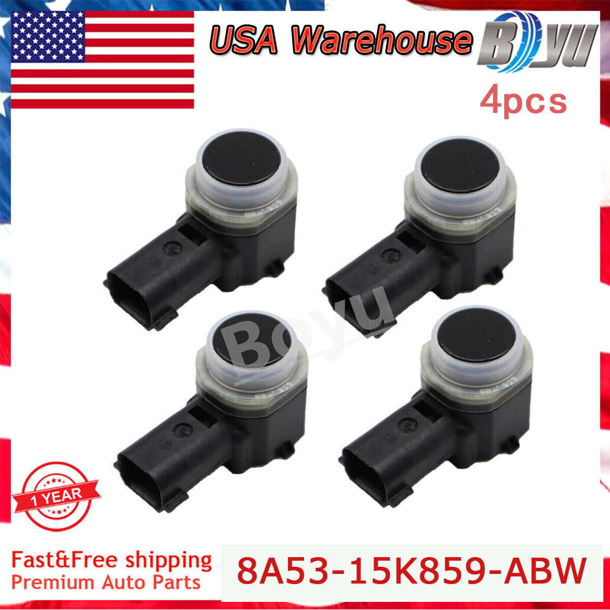 4X New 8A5315K859AB PDC Reverse Bumper Object Backup Parking Aid Sensor for Ford