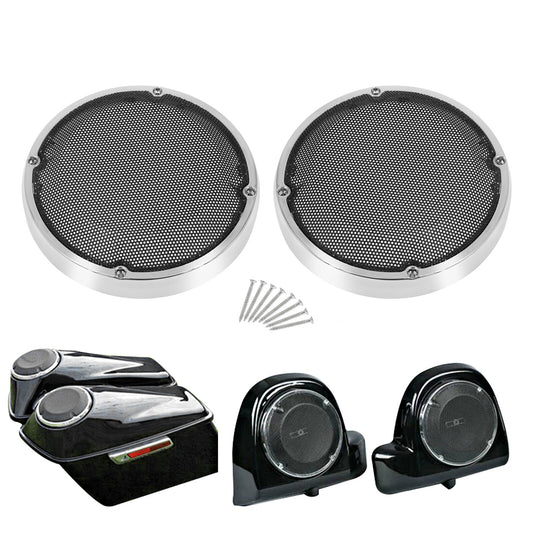 Chrome 6.5Saddlebag Lid Speaker Grill Cover for Harley Road Electra Glide 83-23