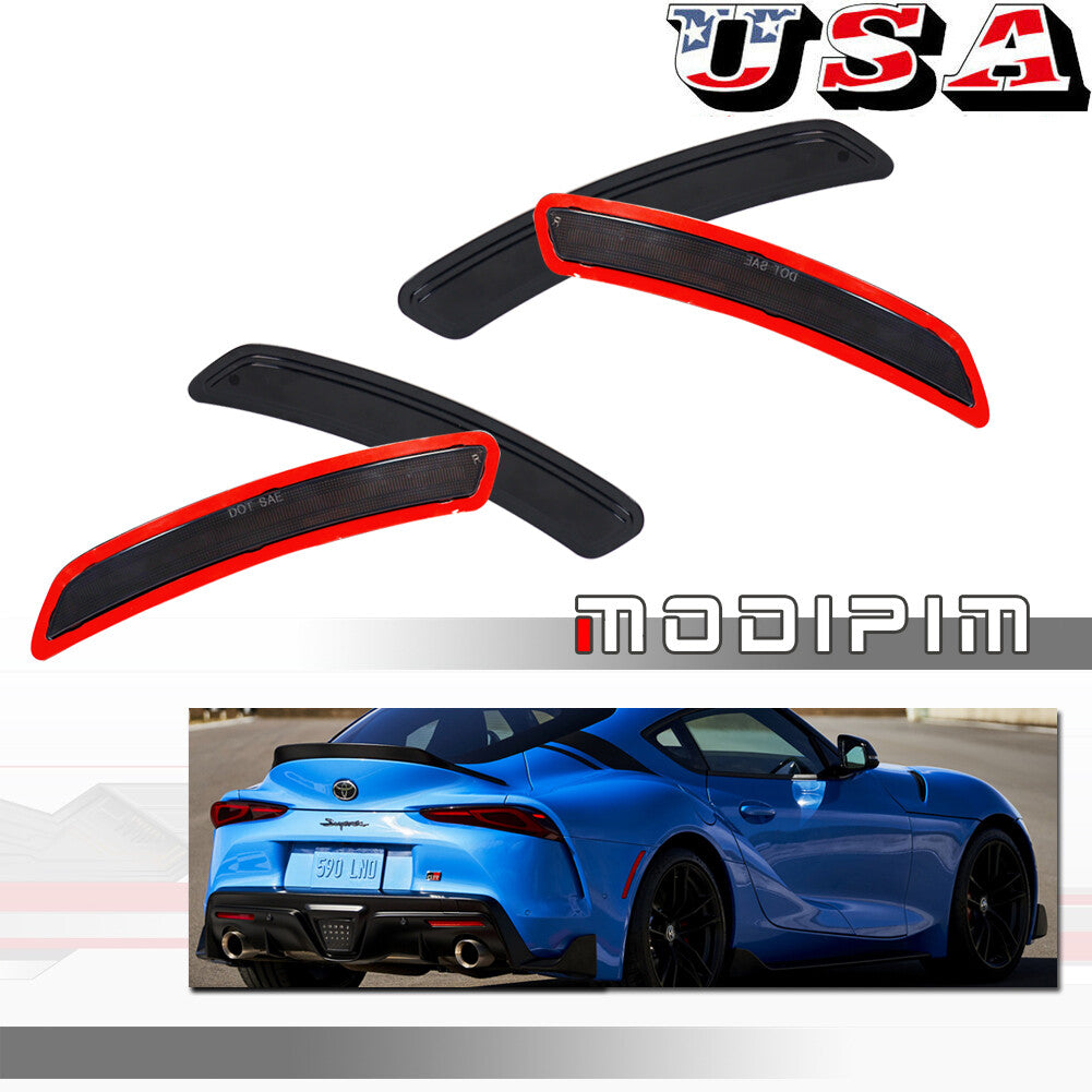 Black Lens Front Rear Side Marker Reflector 2 Pair For 2020-22 for Toyota GR Supra