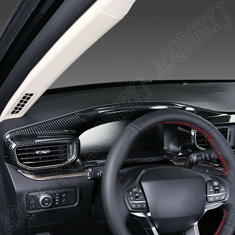 for Ford Explorer 2020-21 Carbon Fiber Central Console Dash Air Vent Outlet Trim