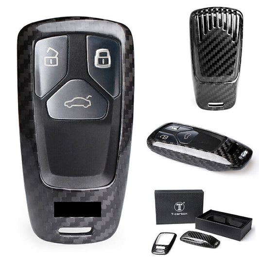Black Carbon Fiber Auto Remote Key Fob Shell Case for 2016-up for Audi A4 A5 TT Q7
