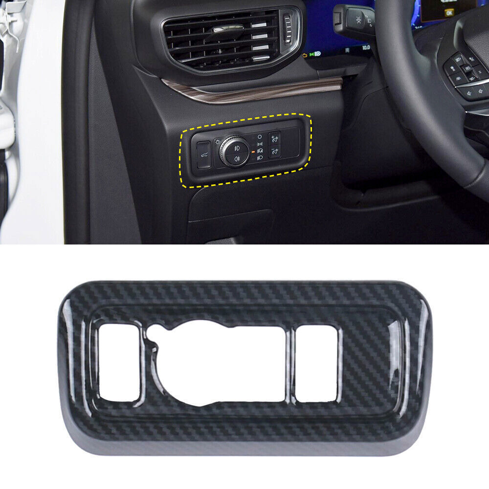 for Ford Explorer 2020-2022 Carbon Fiber Interior Head Light Switch Cover Trim