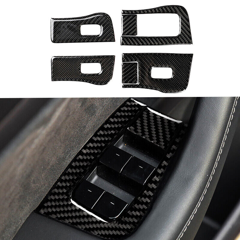 Real Carbon Fiber Car Window Switch Panel Cover Trim For 2017-2021 for Tesla Model 3