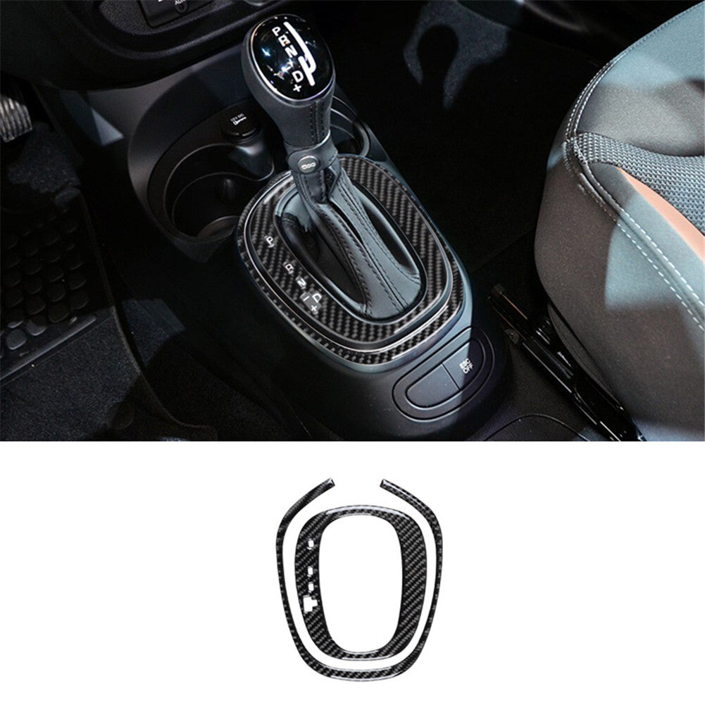 Carbon Fiber Interior Gear Shift Transmission Cover Trim For 2014-2017 for Fiat 500L