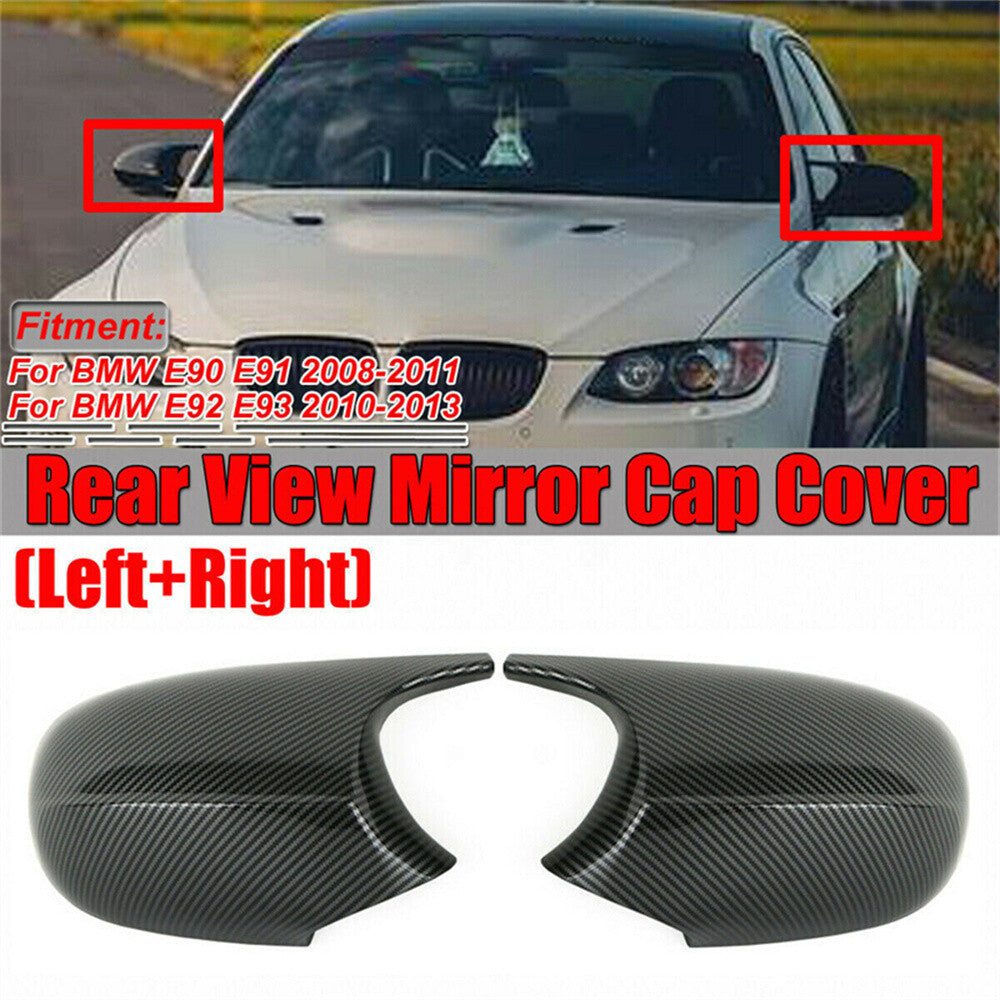 2x M3 Style Carbon Fiber Look Mirror Cover for BMW E90 E92 LCI 328i 335i 2008-13
